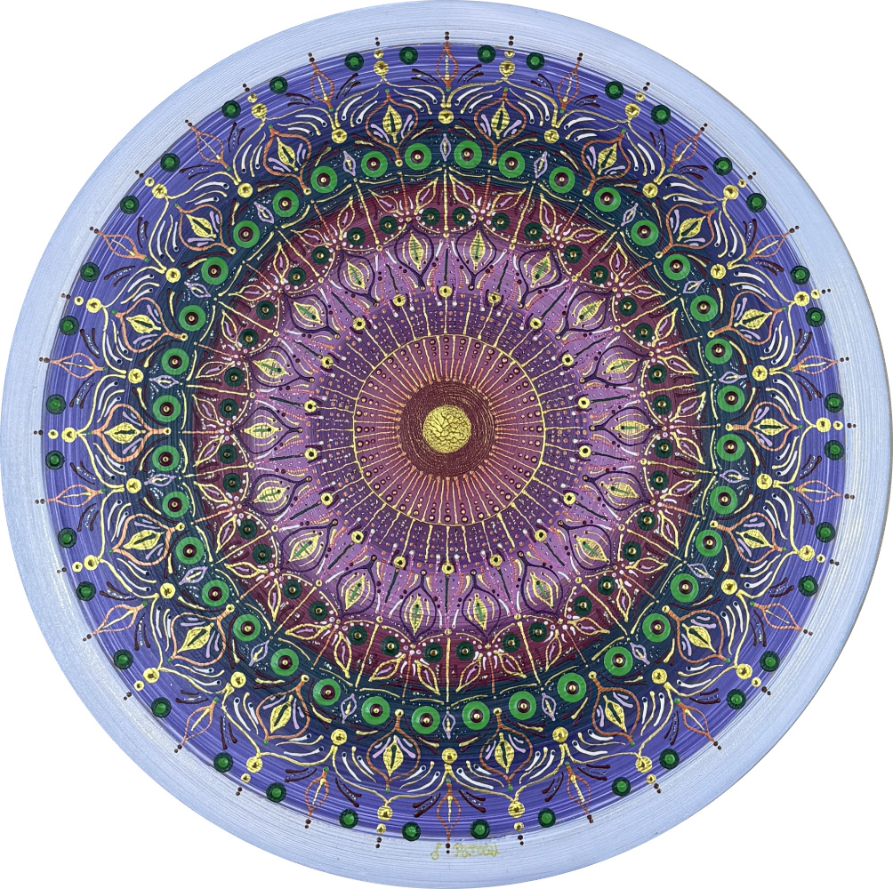 ©Sonia Parchet - Flower of Connections - Spirit Flower -Acrylic on Wood - 30cm round