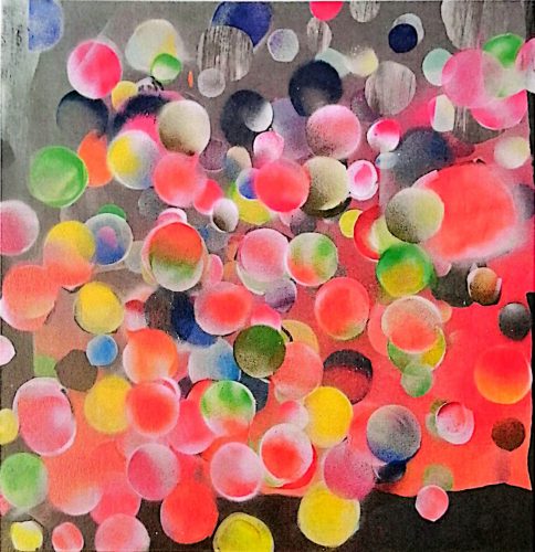 Bubble Reflections, Mixed media on canvas, 100 x 100 x 4 cm, 2026