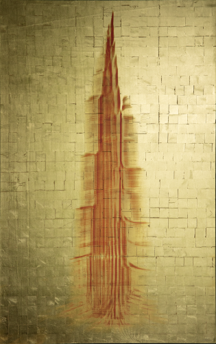 Burj_Khalifa, Print on 24-karat gold leaf, 77 x 115 cm, 2024