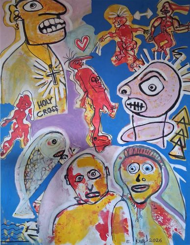 Extended Family, Mixed media on canvas, 120 x 160 cm, 2026