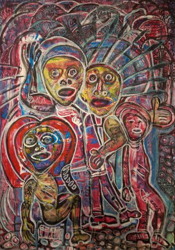 Family, Mixed media on Paper, 100 x 70 cm, 2025