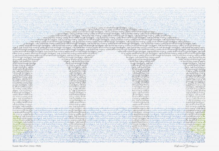 Bridge - Isaak Newton, Colored pencil on watercolor paper, 70 x 100 cm, 2025