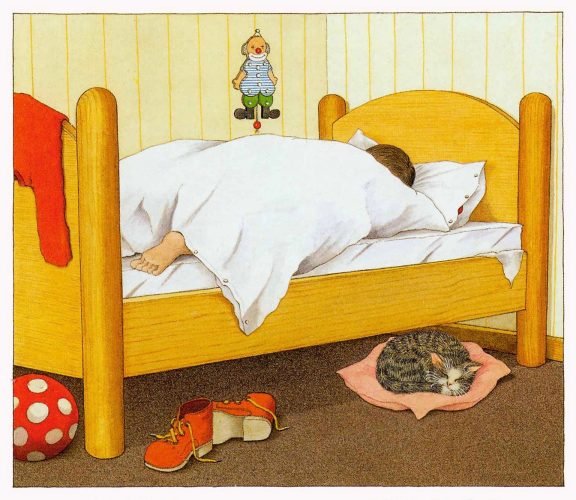 Katze vor Bett, print of pencil paintings, 35,0 × 31,0 cm, 2026