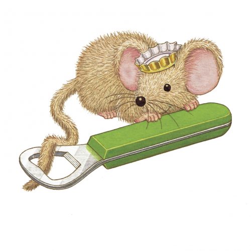 Maus mit Flaschenöffner, print of pencil paintings, 25,0 × 18,9 cm, 2026