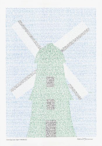 Windmill - Confucius, Colored pencil on watercolor paper, 100 x 70 cm, 2025