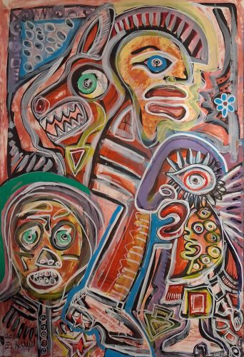 In the Thick of Life, Mixed media on Paper, 100 x 70 cm, 2026