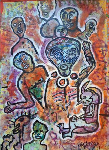 Meeting, Mixed media on Paper, 70 x 50 cm, 2025