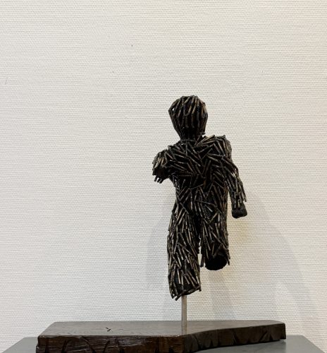 Anima Bruciata, "Stainless steel, smoked oak, oak" Räuchereiche,Eiche, H: 57 cm 8 Kg, 2021