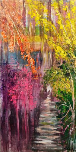 ©Annette Lang - Golden Rod - Acrylic on canvas - 50x100cm - 2021