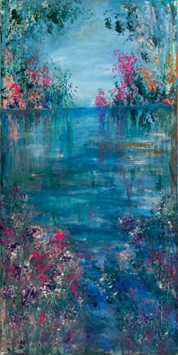 ©Annette Lang - The Lake - Acrylic on canvas - 50x100cm - 2025