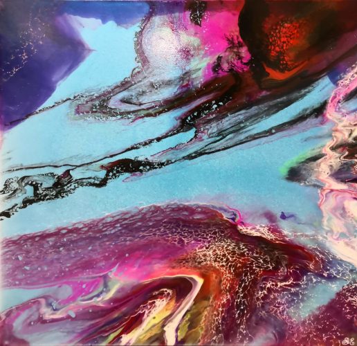 ©Edita Abrink - a sky in space - Acrylic on canvas - 80 x 80 cm - 2024