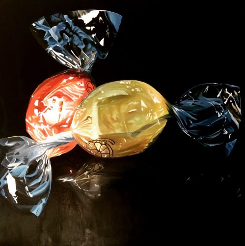 ©Hauke Andersen - Sweet wrapper candy - Oil on Canvas - 100 x 100 cm