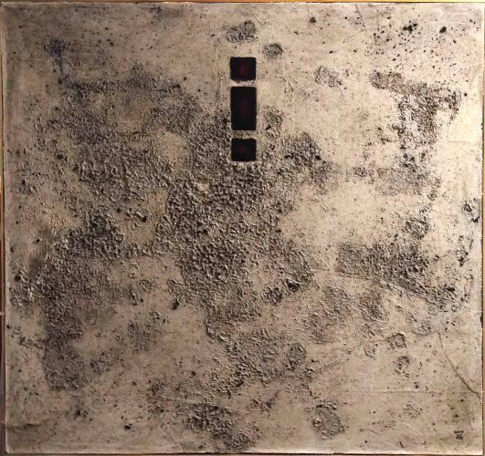 ©Hubert Brandstaetter - Series of Paintings Ash Images_ Red Fields - Ash on Canvas - 100 x 100 cm