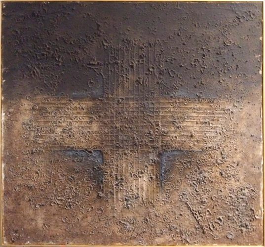 ©Hubert Brandstaetter - Series of Paintings Ash Images_ Untitled I - Ash on Canvas - 100 x 100 cm