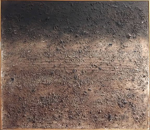 ©Hubert Brandstaetter - Series of Paintings Ash Images_ Untitled II - Wool and Ash on Canvas - 100 x 100 cm