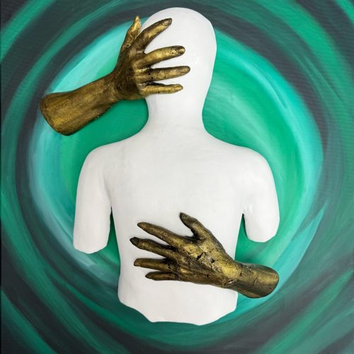 ©Melanie Meyer -Speechless - Sculpture_Plaster_ Acrylic on Canvas - 70 x 70 x 16 cm -2020