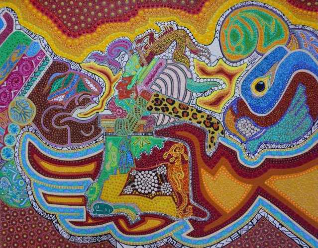 ©Oliver Galiot - Guerrero Azteca - Acrylic on canvas - 72 x 90 cm - 2016