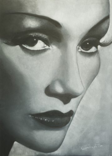 ©Pasqualina de Vero -MARLENE DIETRICH I - PanPastel on black Kapa Graph lightweight board - 50x70cm - 2020