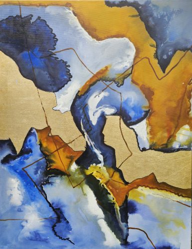 ©Pia Malmstrup-A crack in the sky - Acrylic_ ink and gold on canvas - 70 x 90 cm - 2024