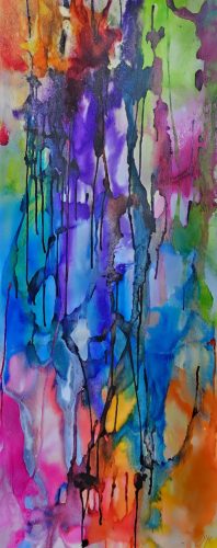 ©Pia Malmstrup-Oh my colour - Acrylic and ink on canvas -deep frame - 120 x 50 cm - 2023