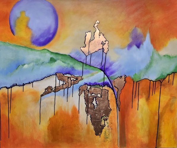 ©Pia Malmstrup-Orange Landscape -Acrylic on canvas deep frame - 100 x 120 cm - 2024