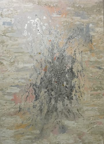 ©Tatjana Kuehnal -Olympia Serie _Silver II - Mixed Media on Canvas - 100 x 70 cm -2025
