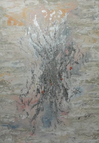 ©Tatjana Kuehnal -Olympia Serie _Silver - Mixed Media on Canvas - 100 x 70 cm -2025