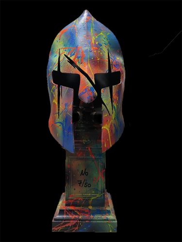 ©Theodoros Nikolaidis - My History - Spartan - Helmet Sculpture colored - Mixed Media - Limited Edition _No 7 of 50 - 50 x 22 x 22 cm - 2025