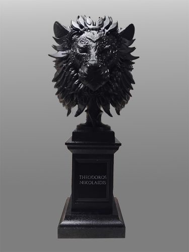 ©Theodoros Nikolaidis - The Lion’s Attitude Sculpture black - Mixed Media - Limited Edition _No 41 of 50 - 48 x 22 x 22 cm - 2025