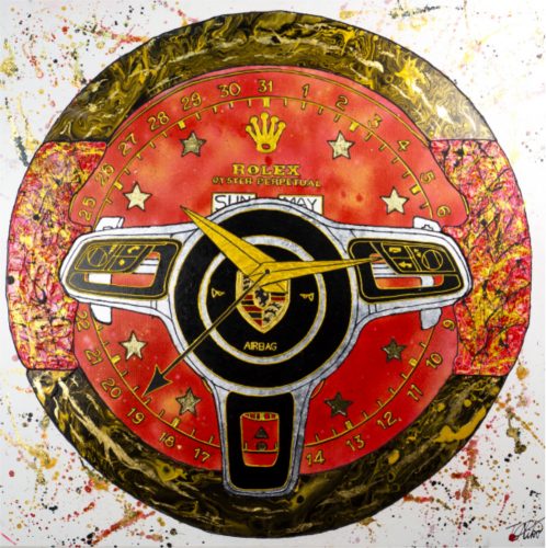 ©Theodoros Nikolaidis - Time for Porsche - Mixed Media - 100 x 100 cm - 2022